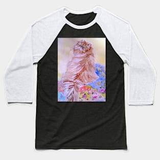 Cat On A Patchwork Quilt Watercolor Art Painting Baseball T-Shirt